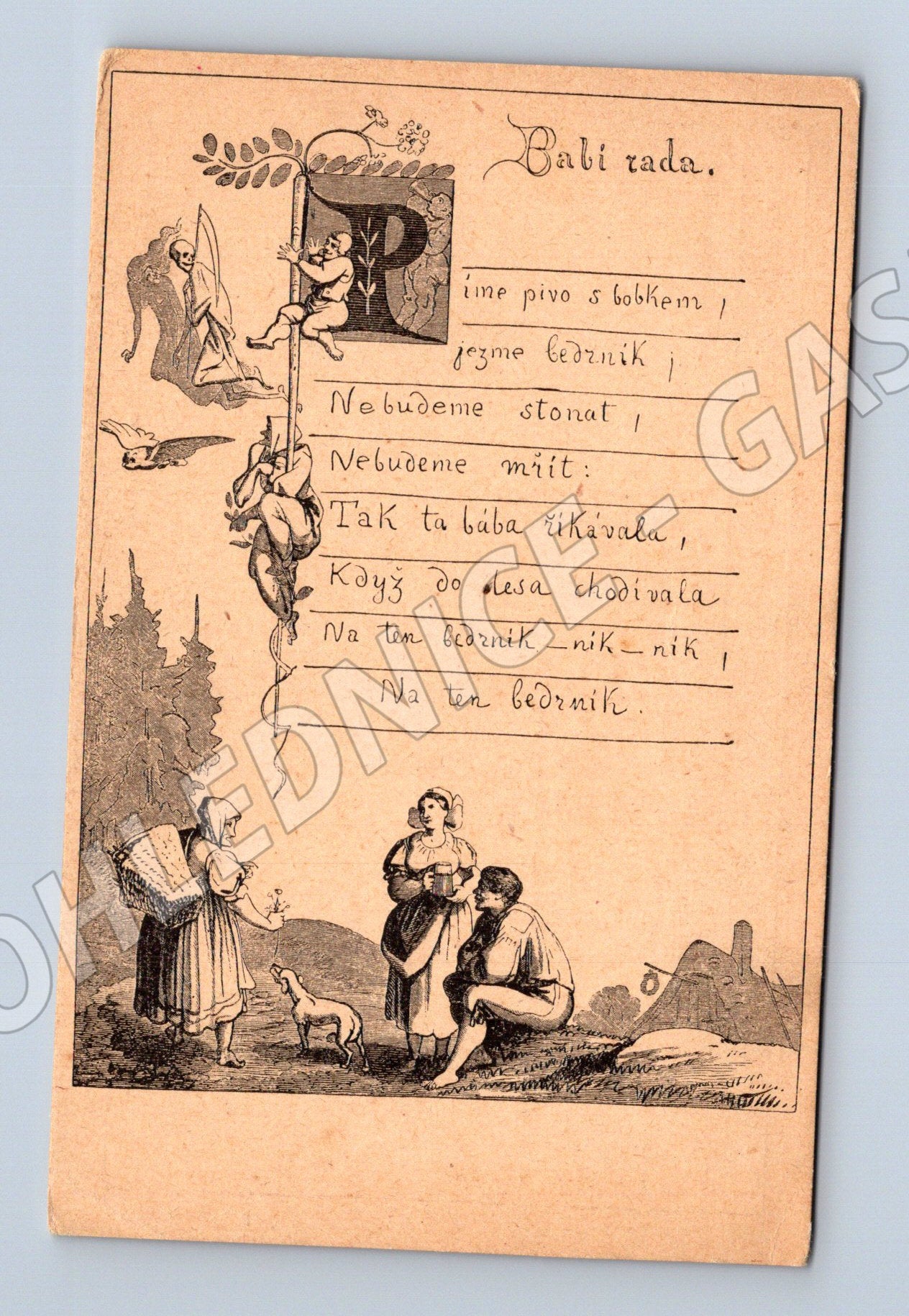 Pohlednice Josef Mánes Babi rada národní písně (BM25328)