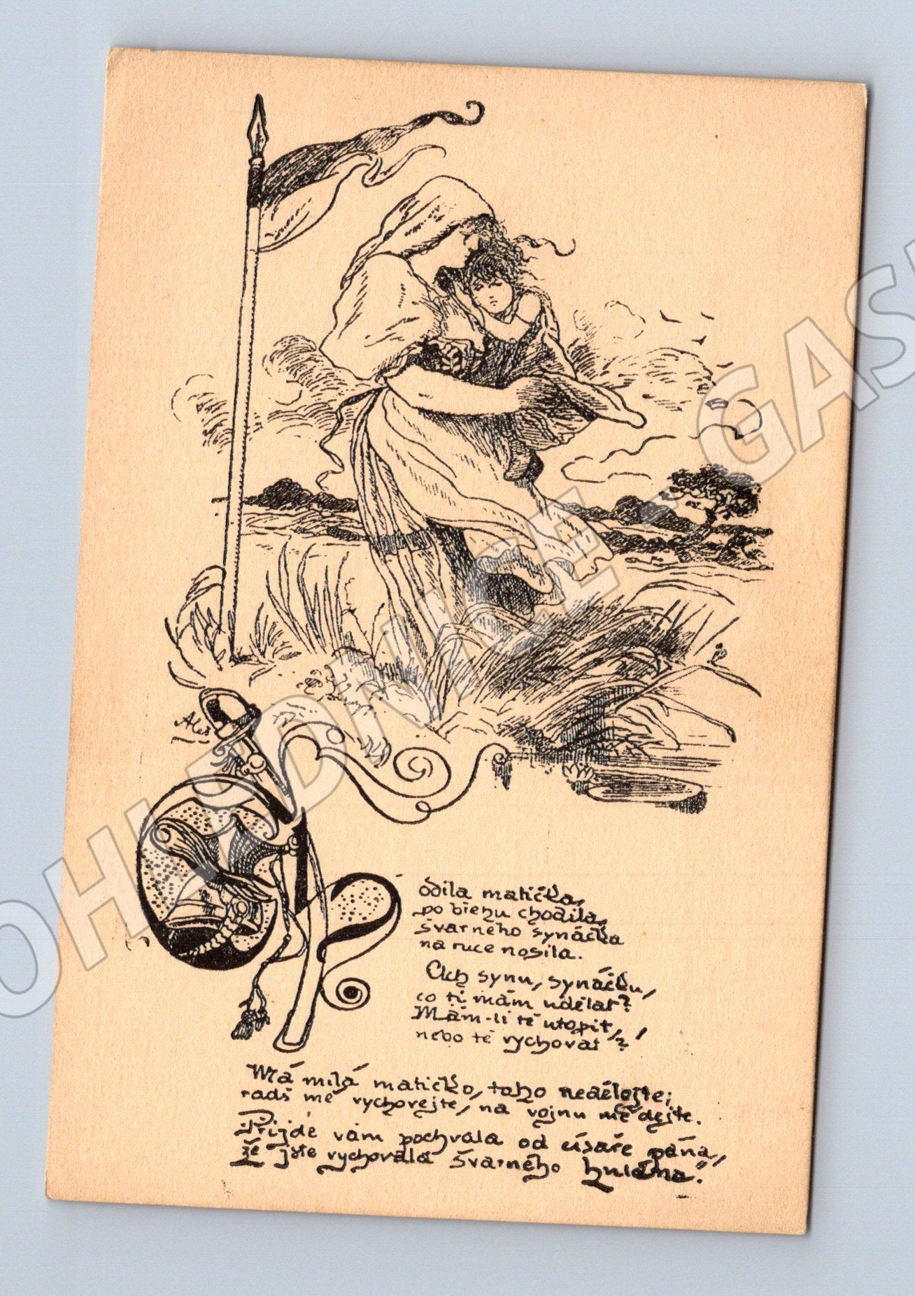 Pohlednice Kresba Mikoláše Aleše (BM25330)