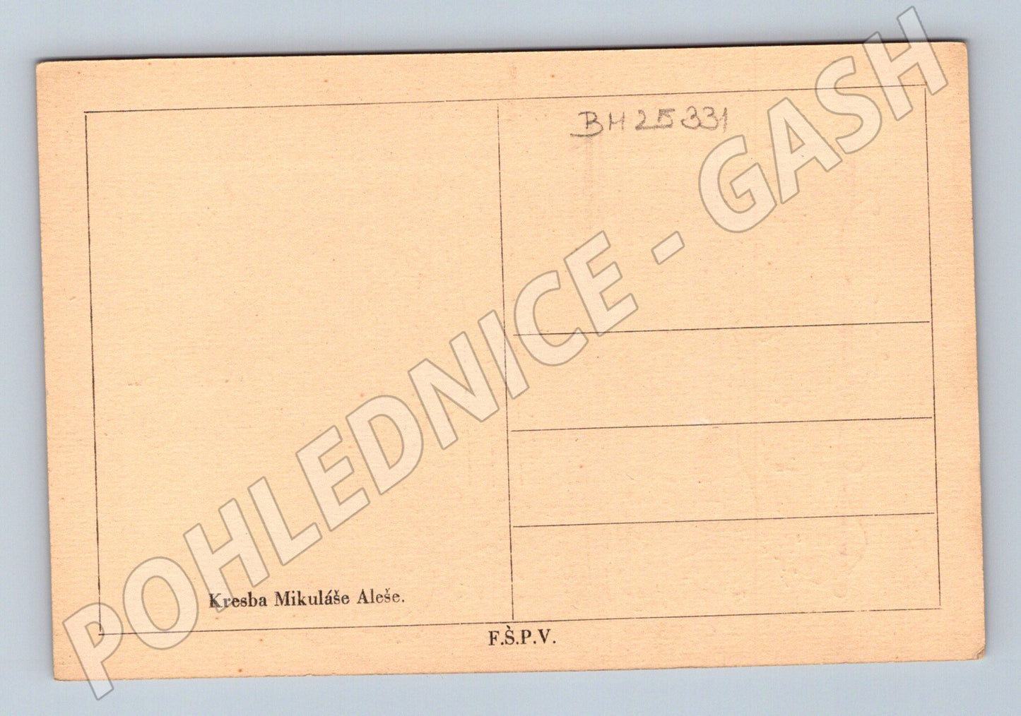 Pohlednice kresba Mikoláše Aleše s básničkou (BM25331)