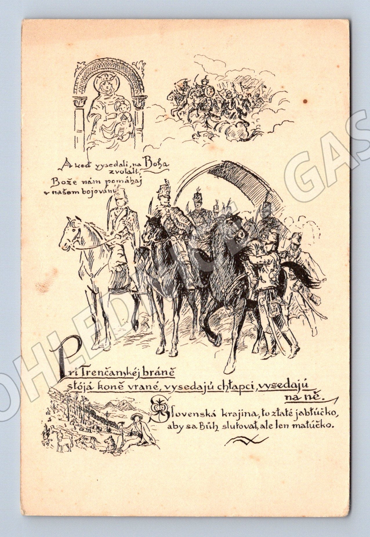 Pohlednice Slovensko Trenčanské brány ilustrace (BM25335)