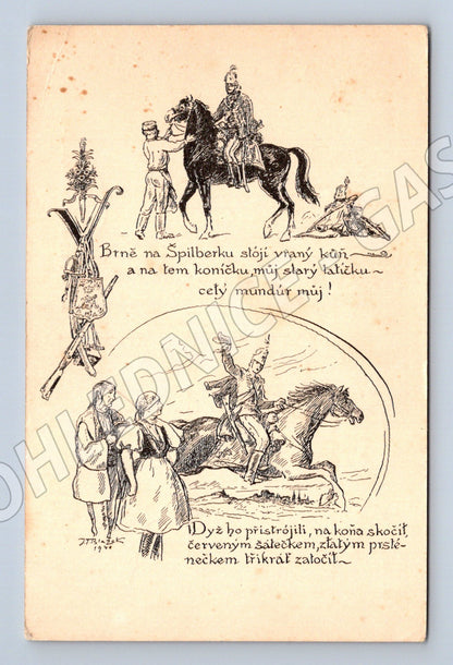 Pohlednice Brno Špilberk historický motiv folk song (BM25336)