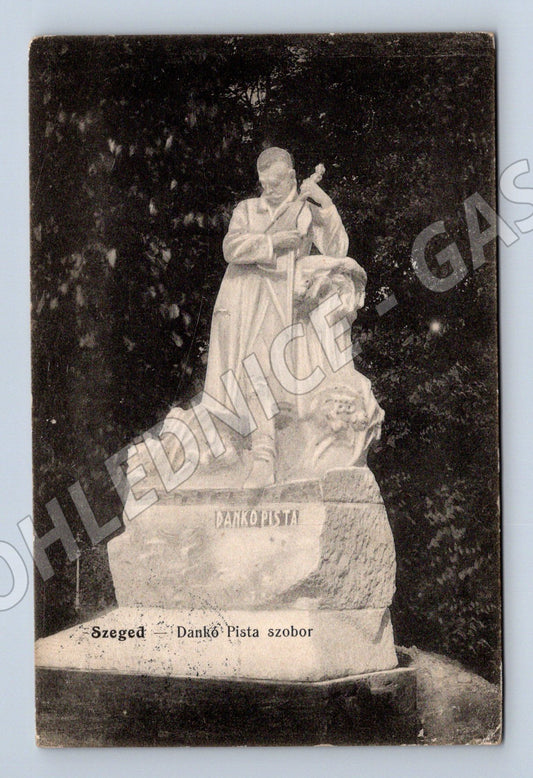 Pohlednice Maďarsko Szeged Dankó Pista socha 1916 (BM25341)