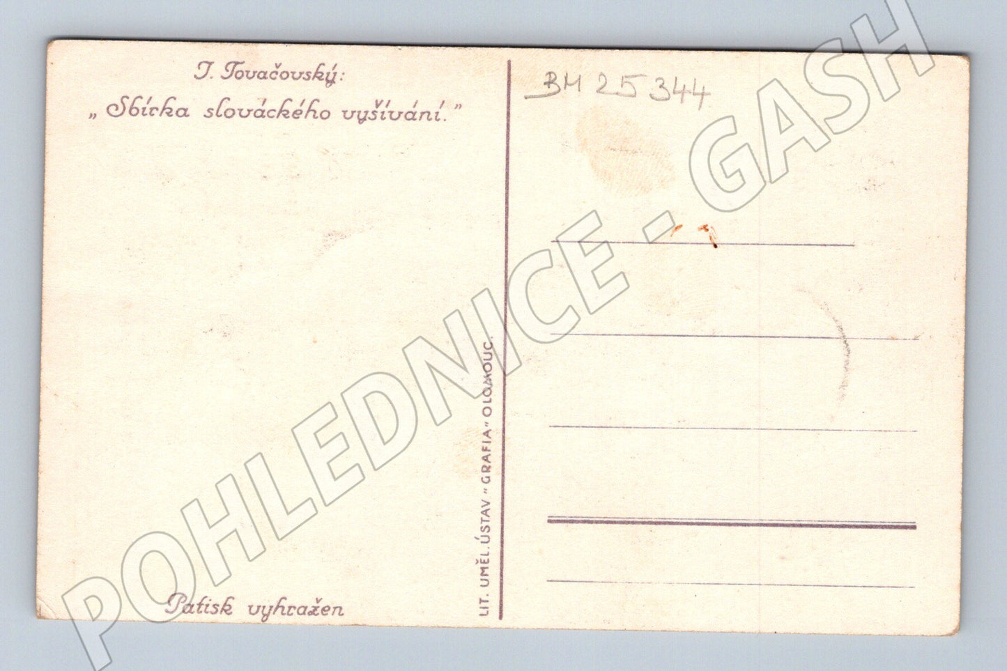 Pohlednice Slovensko folklór slovácké vyšívání Brezová (BM25344)