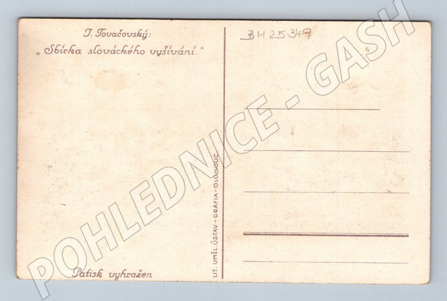 Pohlednice slovácké vyšívání Na růžu Březová (BM25349)