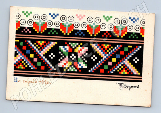 Pohlednice Slovensko folklorní výšivka Březová (BM25352)