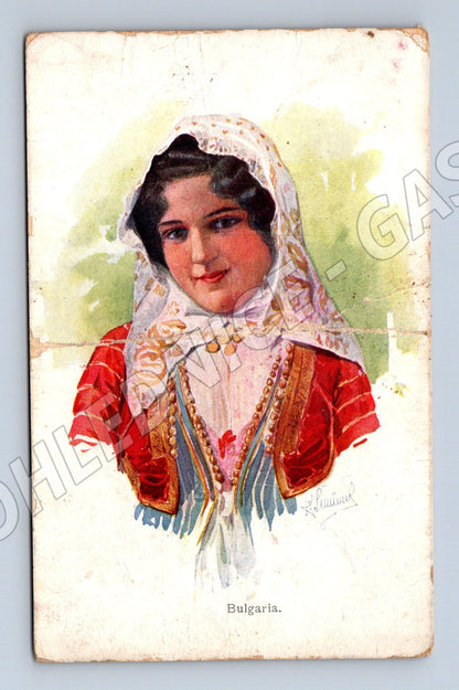Pohlednice Bulharsko žena v kroji 1916 (BM25355)