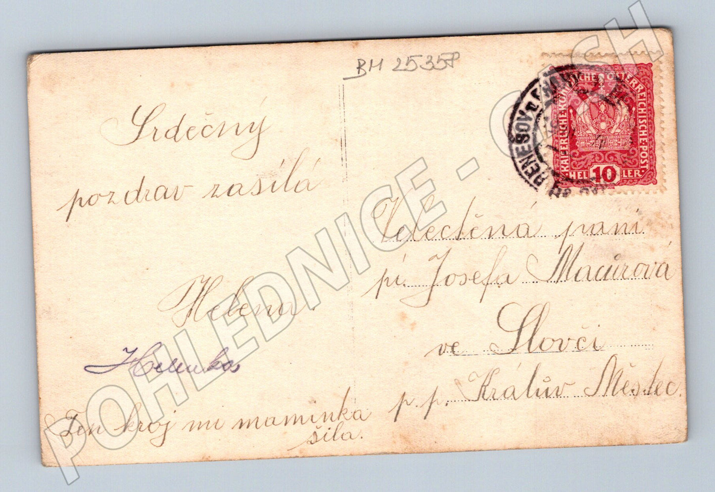 Pohlednice žena v kroji Benešov u Prahy (BM25358)
