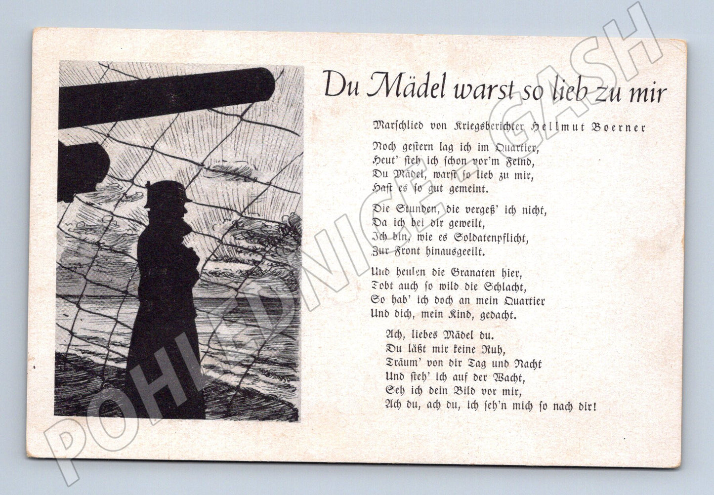 Pohlednice Německo válečný motiv voják báseň (BM25364)