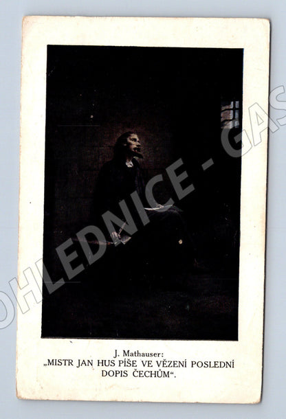 Pohlednice J. Mathauser - Mistr Jan Hus ve vězení 1934 (BM25424)
