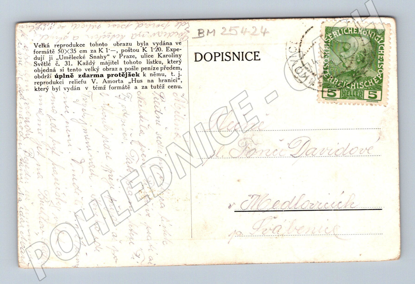 Pohlednice J. Mathauser - Mistr Jan Hus ve vězení 1934 (BM25424)