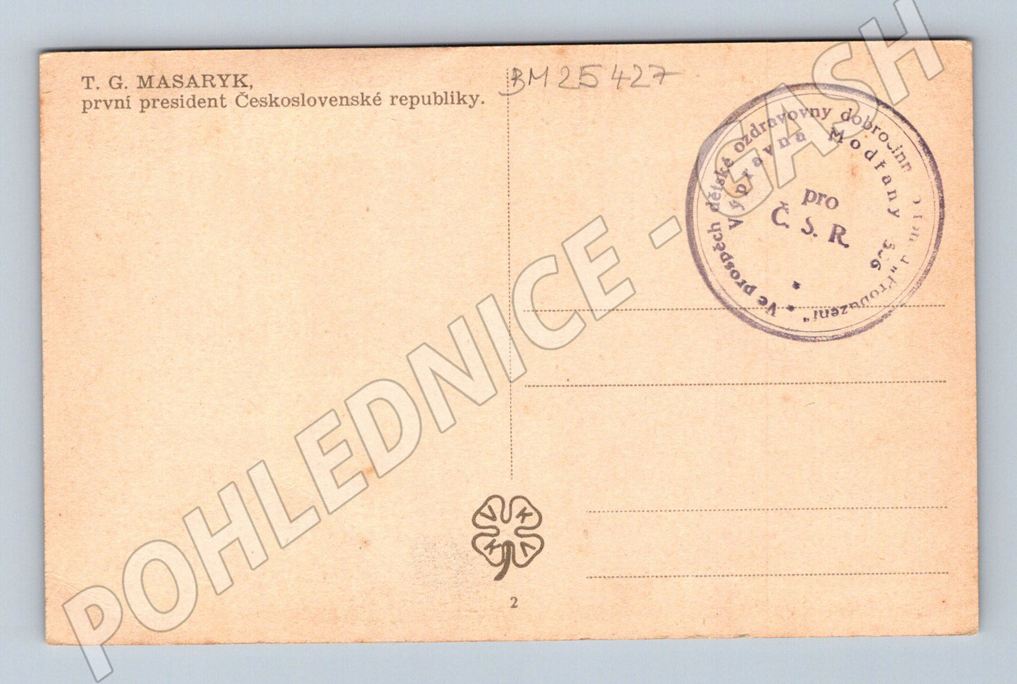 Pohlednice T. G. Masaryk portrét (BM25427)