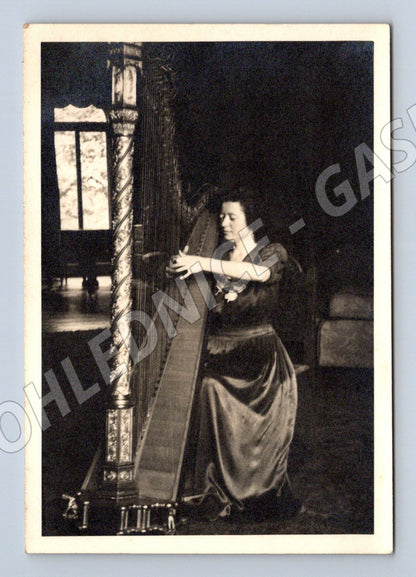 Stará fotografie žena hraje na strunný nástroj (BM25448)