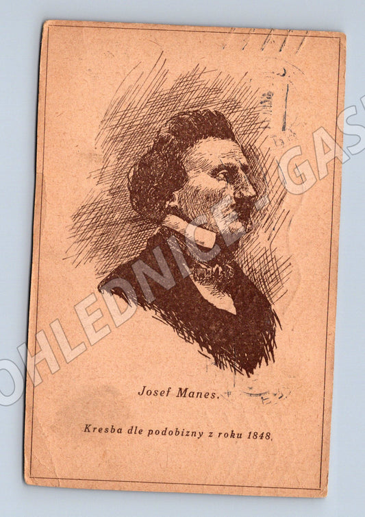 Pohlednice Josef Mánes Kresba 1848 (BM25453)