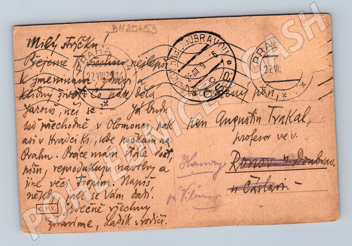 Pohlednice Josef Mánes Kresba 1848 (BM25453)