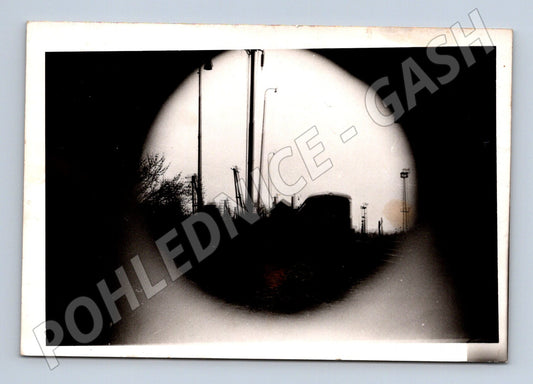 Stará fotografie průmyslový motiv v kruhovém výřezu vlak(BM25487)