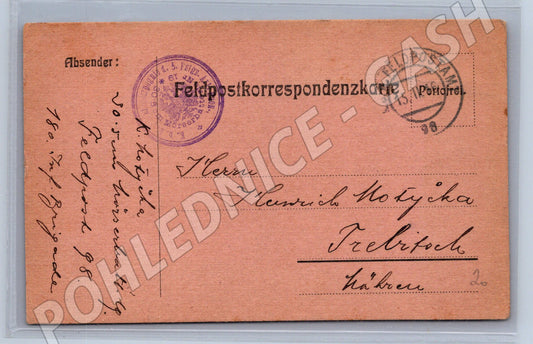 Pohlednice Třebíč Feldpost I. sv. válka 1915 (BM25489)