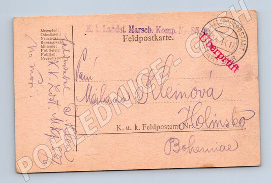 Pohlednice Feldpostkarte 1917 pro Holínsko (BM25493)