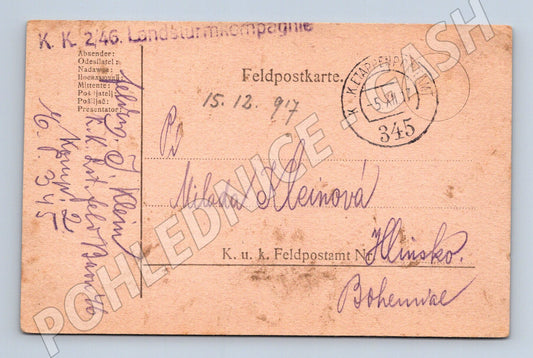Pohlednice I. světová válka Rakousko-Uhersko Feldpost 1917 (BM25496)
