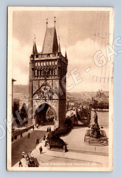 Pohlednice Praha Staroměstská mostecká věž 1938 (BM25521)