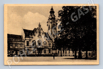 Pohlednice Lovosice radnice náměstí kolem 1950 (BM25528)