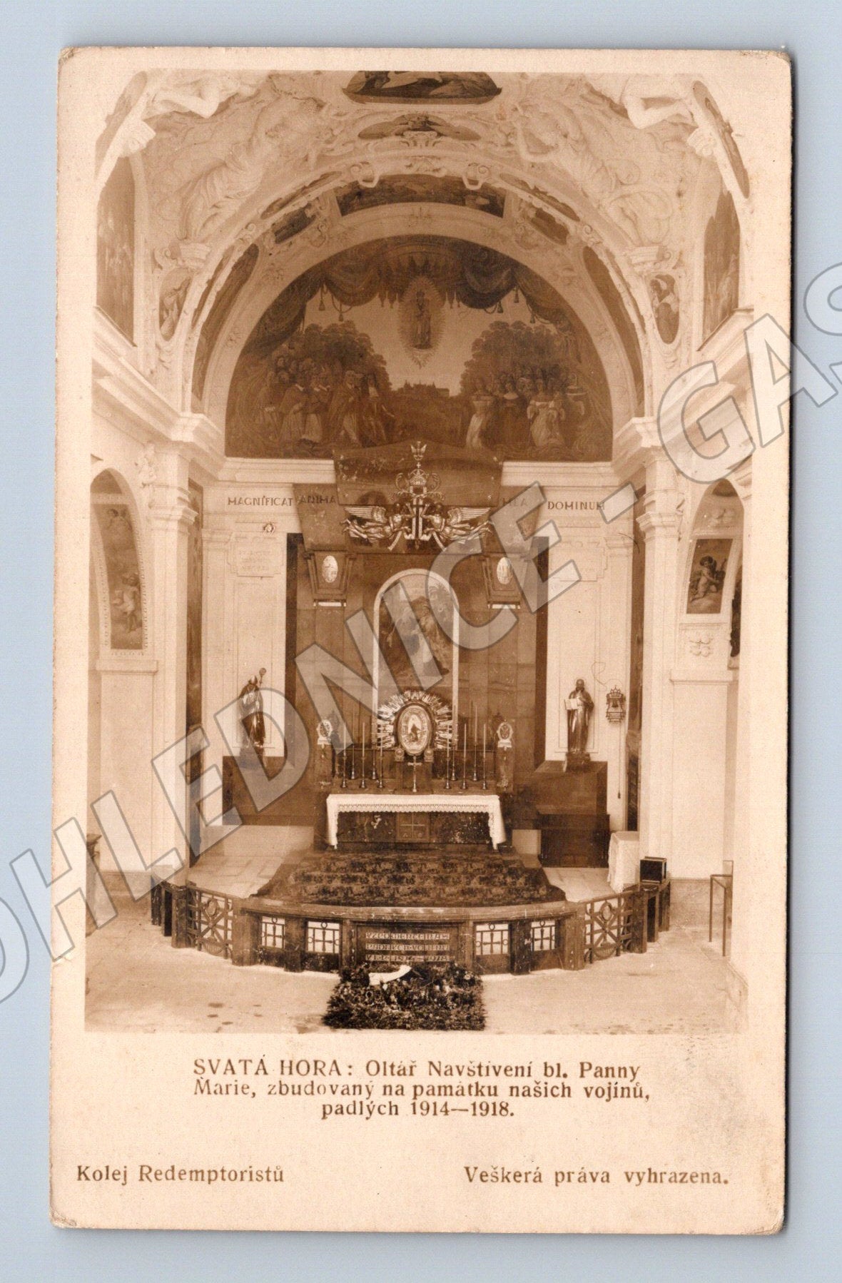 Pohlednice Svatá Hora Příbram kostel padlí 1914-1918 (BM25551)
