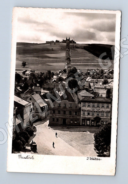 Pohlednice Grulich (Králíky) ulice s budovami 1947 (BM25565)