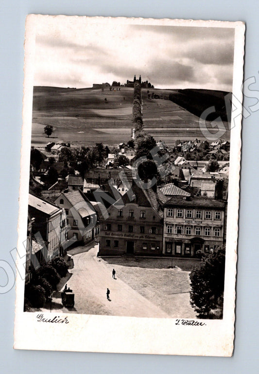 Pohlednice Grulich (Králíky) ulice s budovami 1947 (BM25565)