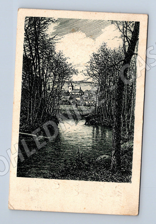 Pohlednice Volyně lesní krajina kachny (BM25567)