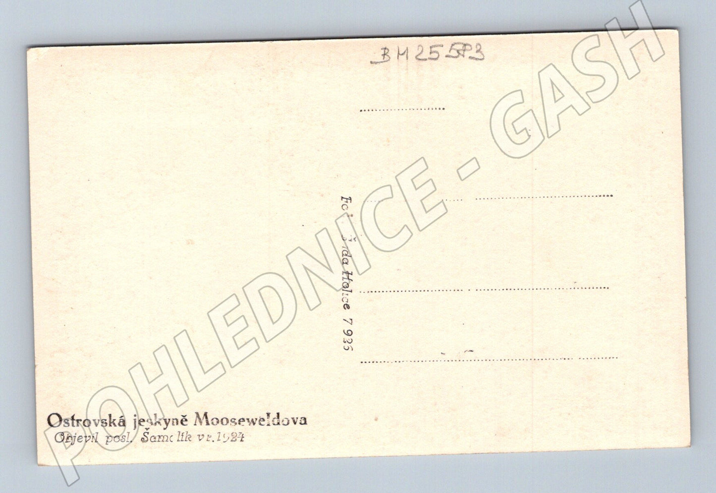 Pohlednice Ostrovská jeskyně Moosewe dova 1933 (BM25583)