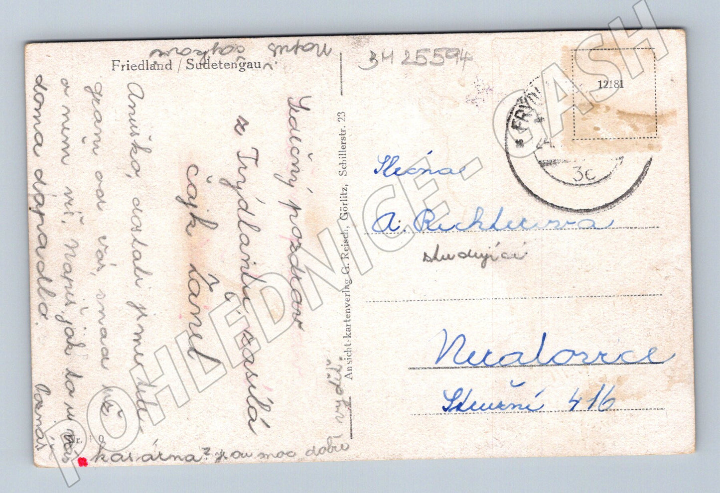 Pohlednice Německo Friedland Sudetengau pohled na město (BM25594)