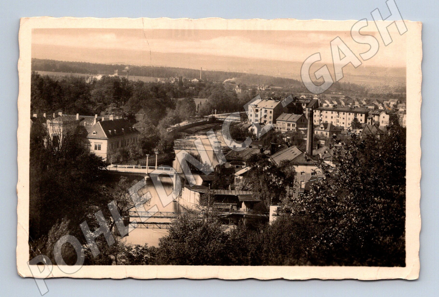 Pohlednice Choceň město s řekou a mosty (BM25631)