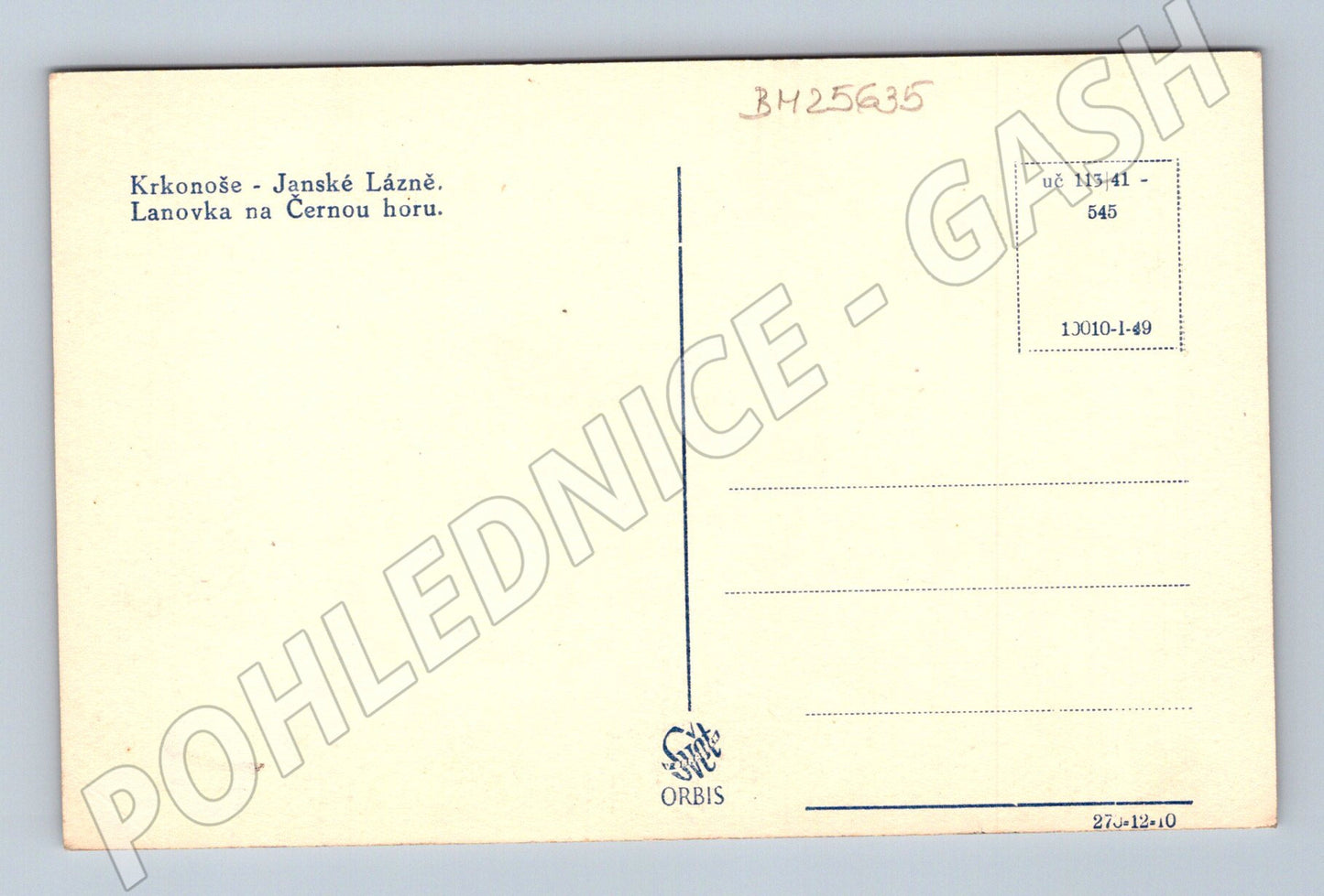 Pohlednice Janské Lázně Lanovka na Černou horu 1949 (BM25635)