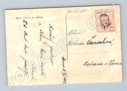 Pohlednice Brno pohled na nádraží 1949 (BM25651)