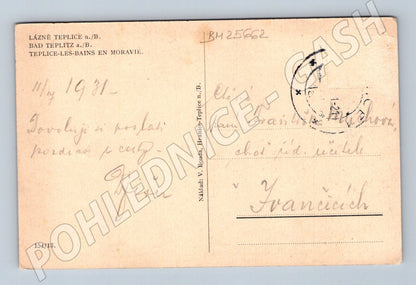 Pohlednice Teplice nad Bečvou kaple u vody 1931 (BM25662)
