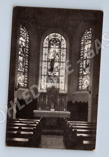 Pohlednice Pleš Kaple Srdce Páně vitráže 1927 (BM25667)
