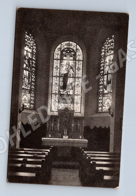 Pohlednice Pleš Kaple Srdce Páně vitráže 1927 (BM25667)