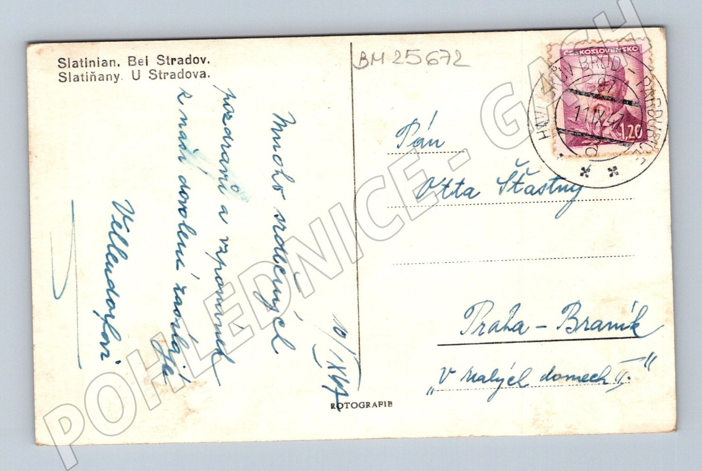 Pohlednice Slatiňany Bel Stradov 1920 (BM25672)