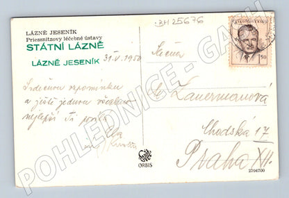 Pohlednice Lázně Jeseník Priessnitzovy léčebné ústavy 1950 (BM25676)