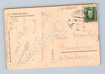 Pohlednice Moravský kras Nová sloupská jeskyně Vodopád 1925 (BM25695)