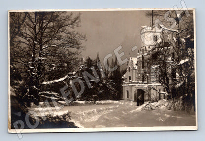 Pohlednice hrad/zámek v zimě 1941 (BM25708)