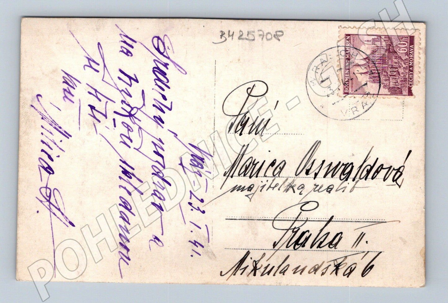 Pohlednice hrad/zámek v zimě 1941 (BM25708)