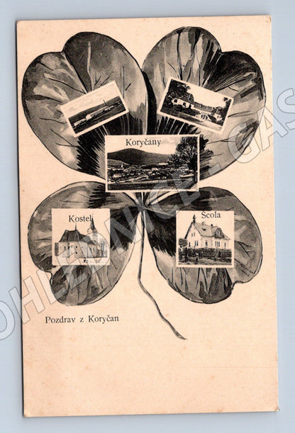 Pohlednice Koryčany škola kostel (BM25716)
