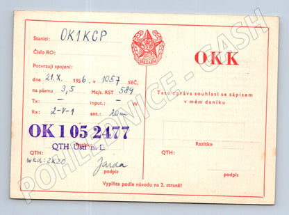 Pohlednice Ústí n. L. QSL lístek Svazarm 1956 (BM25737)