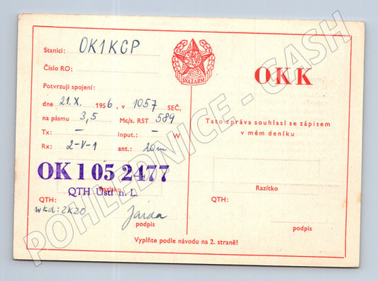 Pohlednice Ústí n. L. QSL lístek Svazarm 1956 (BM25737)