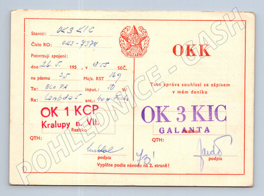 Pohlednice Svazarm QSL lístek Kralupy n. Vlt. (BM25739)