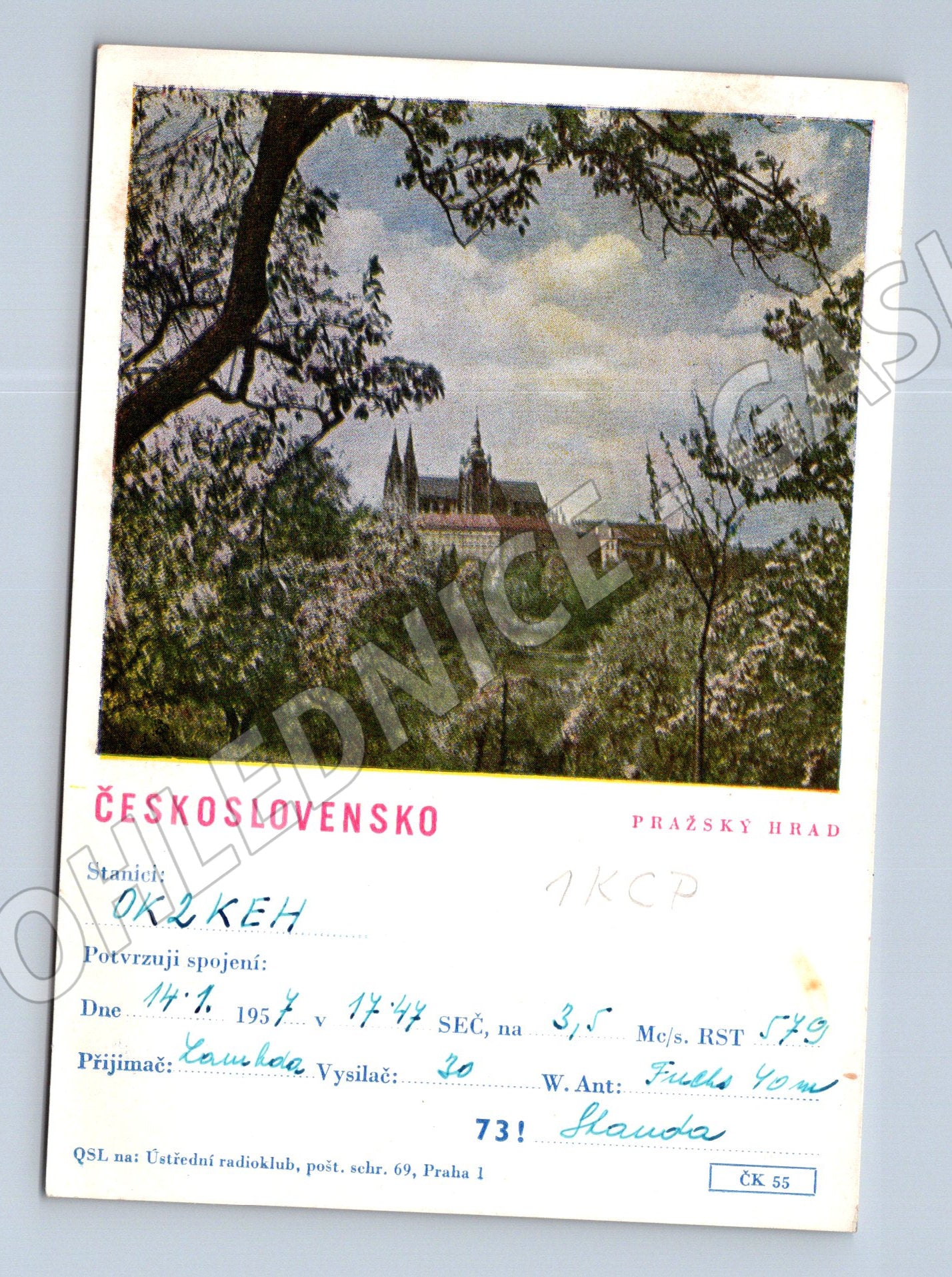 Pohlednice Praha Pražský hrad QSL karta 1953 (BM25745)
