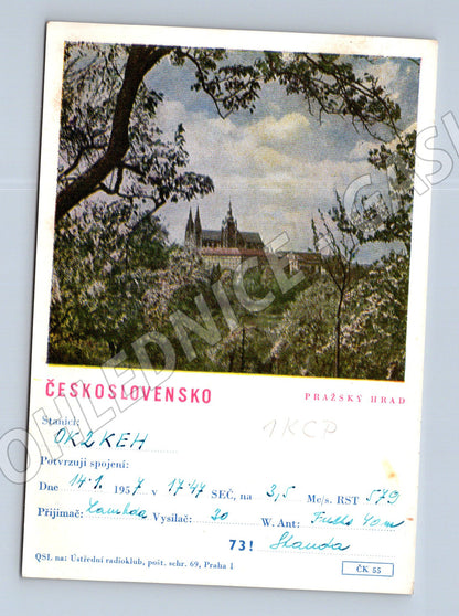 Pohlednice Praha Pražský hrad QSL karta 1953 (BM25745)