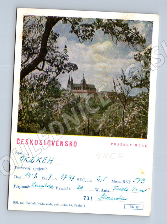Pohlednice Praha Pražský hrad QSL karta 1953 (BM25745)