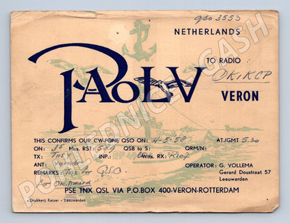 Pohlednice Nizozemsko QSL karta PA0LV 1950 (BM25750)
