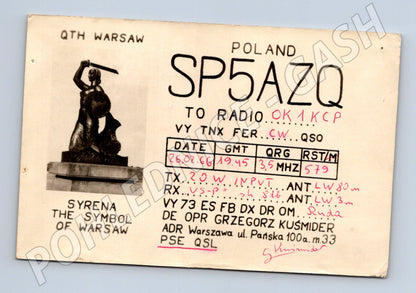 Pohlednice Polsko Varšava Syrena QSL karta 1966 (BM25751)